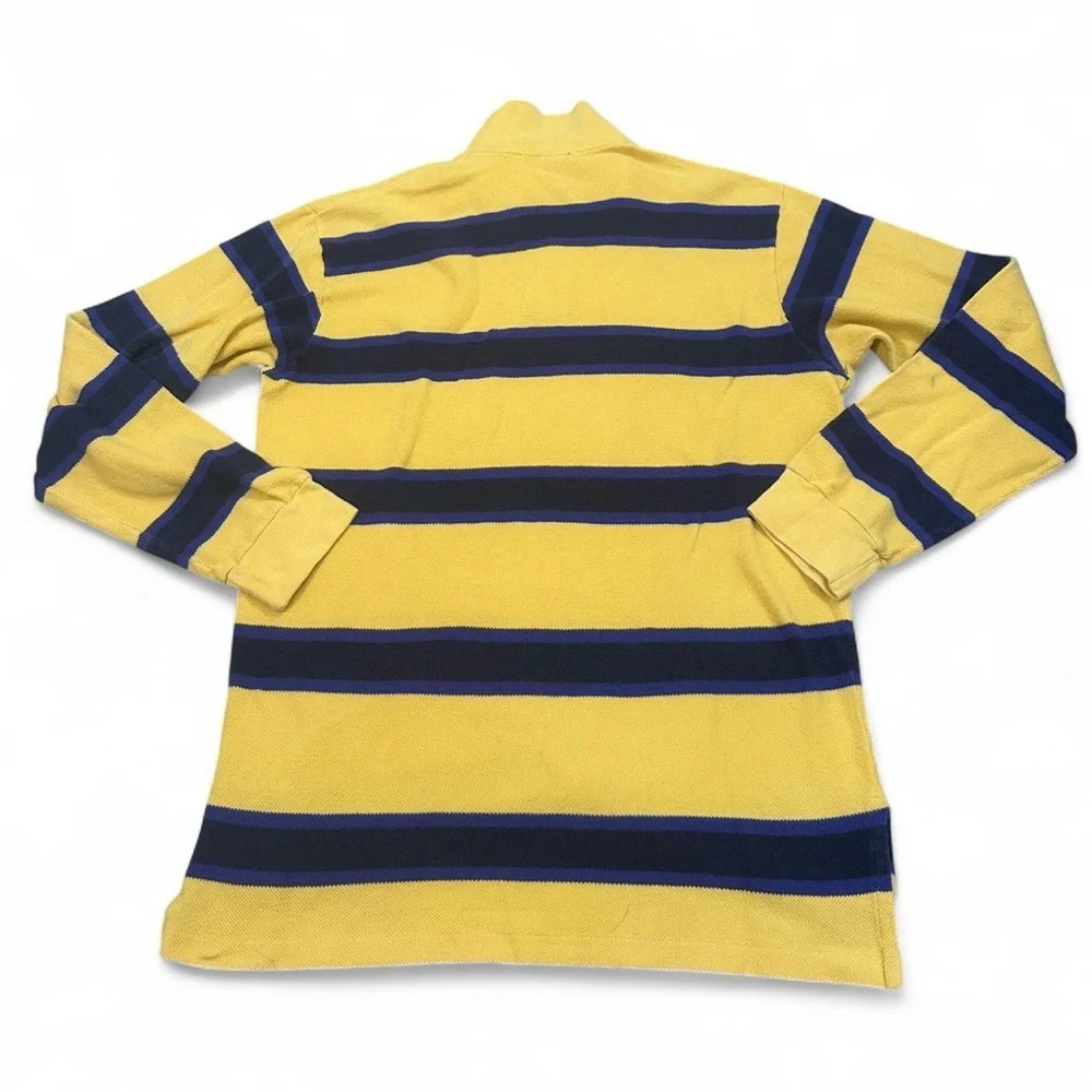 Polo Ralph Lauren Vintage Men’s Yellow Blue  Long Sleeve  Striped Rugby Shirt XL